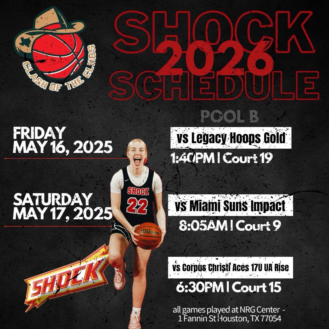 Lexi Ringgold (@lexiringgold22) on Twitter photo Here’s our <a href="/Shockhoops/">Shock Hoops</a> 2026 schedule. Hope you can catch a game!
🏀Clash of Clubs
📍NRG Center, Houston, TX
<a href="/CoachRubyD/">Ruben Diaz</a>
<a href="/Coach_Nik15/">Nik</a> Here’s our <a href="/Shockhoops/">Shock Hoops</a> 2026 schedule. Hope you can catch a game!
🏀Clash of Clubs
📍NRG Center, Houston, TX
<a href="/CoachRubyD/">Ruben Diaz</a>
<a href="/Coach_Nik15/">Nik</a>
