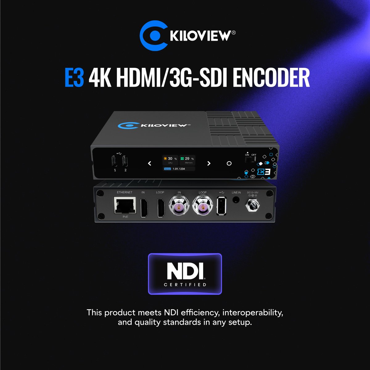 At Kiloview, we're proud to announce that D350​​ and ​​E3​​have now passed ​​NDI certification. 

Now all​​ our encoding/decoding products can integrate and support NDI connectivity. And we also have the most comprehensive NDI solutions.  #NDI #VideoIP #LiveProduction #AVoverIP
