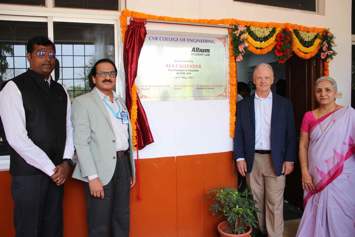 altium's tweet image. Here are highlights from our visit to @cvrcoenews, India! Rea and Vikram from Altium Education were welcomed by faculty and leadership to inaugurate the new Altium Lab.

Learn about our programs: bit.ly/3GUIhbu

#altium #studentlab #studentresources #makeinindia