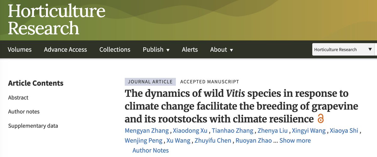 WIMI Biotech (@wimi_biotech) on Twitter photo 🧬WIMI is thrilled to share Dr. Zhou Yongfeng’s team at the Chinese Academy of Agricultural Sciences “The dynamics of wild Vitis species in response to climate change facilitate the breeding of grapevine and its rootstocks with climate resilience”
📚Published in <a href="/Hortres/">Horticulture Research</a> 🧬WIMI is thrilled to share Dr. Zhou Yongfeng’s team at the Chinese Academy of Agricultural Sciences “The dynamics of wild Vitis species in response to climate change facilitate the breeding of grapevine and its rootstocks with climate resilience”
📚Published in <a href="/Hortres/">Horticulture Research</a>