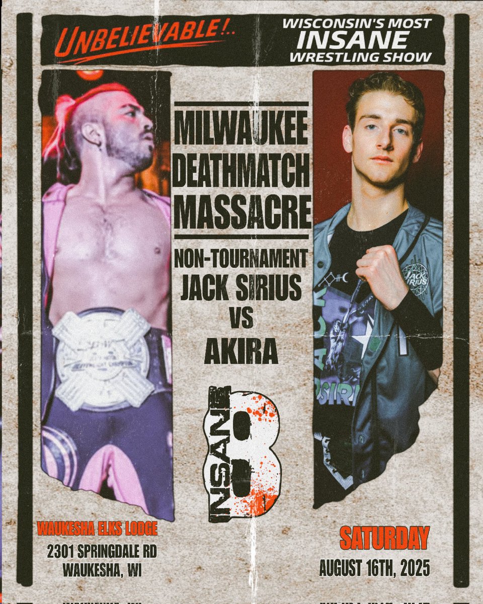 ICWMKE's tweet image. 馃毃INSANE 8 ANNOUNCEMENT馃毃
Every Year The Insane 8 Features One Non-Tournament Match!
One of The Youngest Stars On The ICW Roster Jack Sirius Will Face The Biggest Test of His Career as He Takes on The Current BJW Deathmatch Champion, "The Death Samurai" AKIRA!