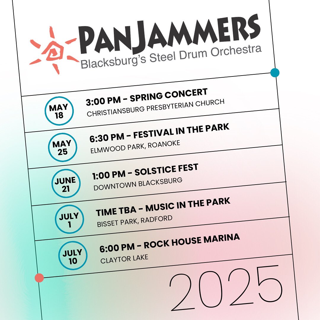 It’s PanJam time! Here’s a partial list of our schedule for 2025. More dates on the way!