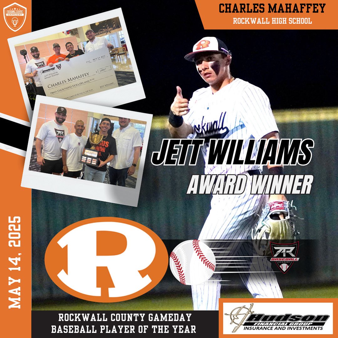 Rockwall County Gameday (@rocogameday) on Twitter photo 2025 Rockwall County Gameday Baseball Player of the Year and winner of the Jett Williams award. <a href="/CMahaffey2025/">Charles Mahaffey</a> 🫡
<a href="/Rockbaseball/">Rockwall Yellowjackets Baseball</a> <a href="/BRose2344/">Barry Rose</a> <a href="/Rockwall_HS/">RockwallHighSchool</a> <a href="/RISDAthletics/">Rockwall ISD Sports Marketing</a> <a href="/7arbaseball/">7AR Clubhouse Academy</a> <a href="/aldreyrincones/">Aldrey Rincones</a> <a href="/hfgventures/">HFG Ventures</a> <a href="/jettwilliams04/">Jett Williams</a> 2025 Rockwall County Gameday Baseball Player of the Year and winner of the Jett Williams award. <a href="/CMahaffey2025/">Charles Mahaffey</a> 🫡
<a href="/Rockbaseball/">Rockwall Yellowjackets Baseball</a> <a href="/BRose2344/">Barry Rose</a> <a href="/Rockwall_HS/">RockwallHighSchool</a> <a href="/RISDAthletics/">Rockwall ISD Sports Marketing</a> <a href="/7arbaseball/">7AR Clubhouse Academy</a> <a href="/aldreyrincones/">Aldrey Rincones</a> <a href="/hfgventures/">HFG Ventures</a> <a href="/jettwilliams04/">Jett Williams</a>