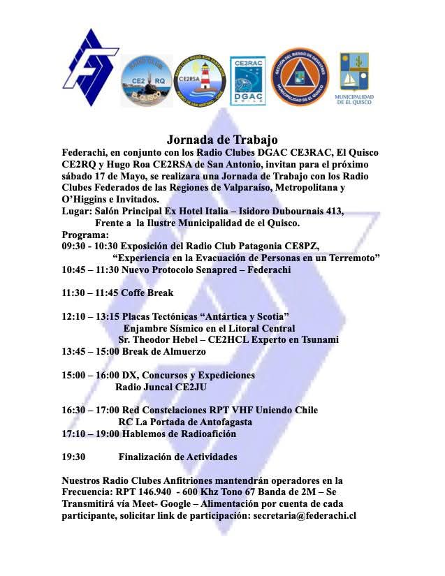 Este Sábado 17, desde las 09:30 Hrs. Lugar Salon Principal Ex-Hotel Italia - Isidoro Dubournais # 413 Frente a la Ilustre Municipalidad de el Quisco.