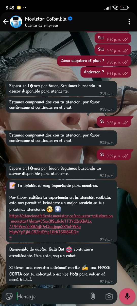 ozkr_rod's tweet photo. @MovistarCo Tratando de adquirir un plan y ni así responden. Un tal Anderson me dejó ahí, a la espera. https://t.co/YuryhJvMkv