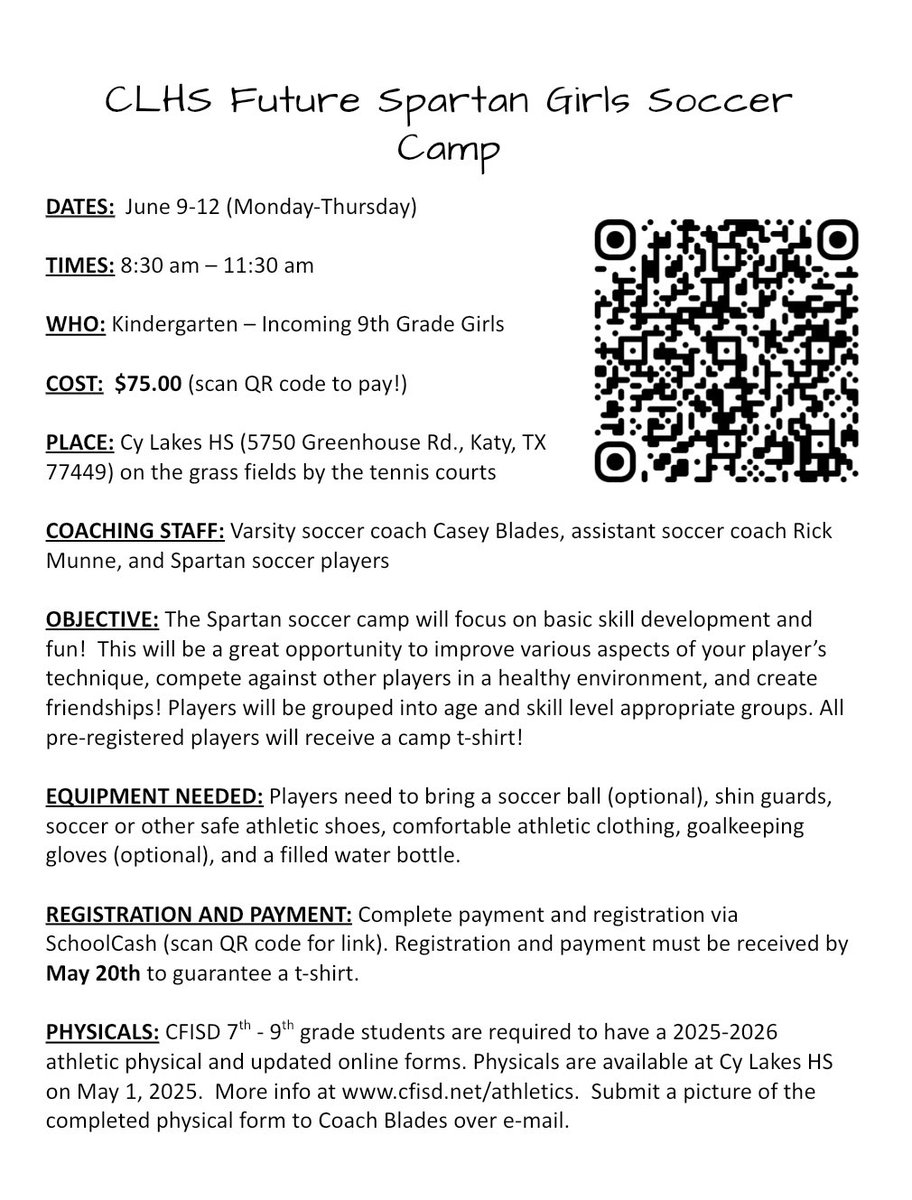 Cy Lakes G. Soccer (@cylakesgsoccer) on Twitter photo Hope to see some future Spartans at our soccer camp! ā¦ess-fairbanksisd.schoolcashonline.com/Fee/Details/19⦠<a href="/WatkinsAth/">WatkinsAthletics</a> <a href="/ThorntonCFISD/">Thornton MS</a> <a href="/CFISDLieder/">Lieder Elementary</a> <a href="/CFISDWilson/">Wilson Elementary</a> <a href="/TippsElementary/">Tipps Elementary</a> <a href="/SheridanCFISD/">Sheridan Elementary School</a> <a href="/EmeryElementary/">Emery Elementary</a> <a href="/mcfeecfisd/">McFee Elementary</a> <a href="/BrosnahanES/">Brosnahan Elementary</a> Hope to see some future Spartans at our soccer camp! ā¦ess-fairbanksisd.schoolcashonline.com/Fee/Details/19⦠<a href="/WatkinsAth/">WatkinsAthletics</a> <a href="/ThorntonCFISD/">Thornton MS</a> <a href="/CFISDLieder/">Lieder Elementary</a> <a href="/CFISDWilson/">Wilson Elementary</a> <a href="/TippsElementary/">Tipps Elementary</a> <a href="/SheridanCFISD/">Sheridan Elementary School</a> <a href="/EmeryElementary/">Emery Elementary</a> <a href="/mcfeecfisd/">McFee Elementary</a> <a href="/BrosnahanES/">Brosnahan Elementary</a>