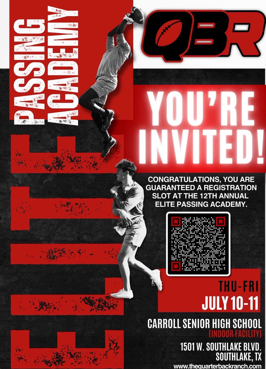 BWoodqb1's tweet image. Blessed to receive an invite to the QBR Passing Academy! Ready to compete. @CoachPhilyaw @QB_Ranch @QB_Doctor @QBUniverseQBU @QBHitList