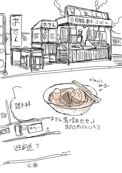 夢の中に出てきたおでん屋のスケッチ 