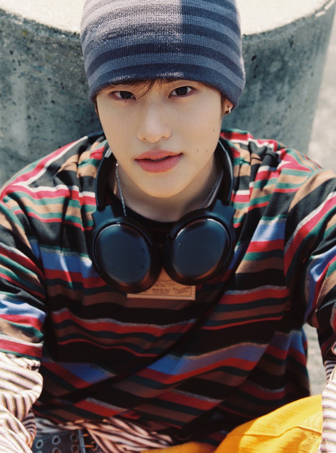 【COYSEIO】 DUAL STRIPE BEANIE PURPLE GREY DUAL STRIPE BEANIE PURPLE GREY - coyseio