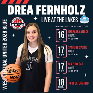 Drea Fernholz (@dreafernholz) on Twitter photo Get ready to watch some great competitive basketball this weekend at Live at the Lakes!! <a href="/WCUgirlshoops/">West Central United Girls</a> <a href="/GMacHoops/">Grant McGinnis</a> <a href="/EricJrAllStar/">EricJrAllStar</a> <a href="/TheMRR7/">The Midwest Recruiting Resource</a> Get ready to watch some great competitive basketball this weekend at Live at the Lakes!! <a href="/WCUgirlshoops/">West Central United Girls</a> <a href="/GMacHoops/">Grant McGinnis</a> <a href="/EricJrAllStar/">EricJrAllStar</a> <a href="/TheMRR7/">The Midwest Recruiting Resource</a>