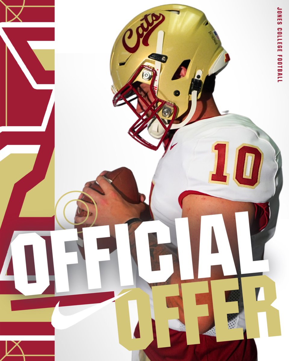 #AGTG Blessed to receive an offer from <a href="/JC_BobcatsFB/">Jones College 🏈</a> <a href="/__CoachSulli/">Dominique Sullivan</a> <a href="/Coach_Bramlett/">Jake Bramlett</a> <a href="/OceanSpringsFB/">Ocean Springs Football</a>