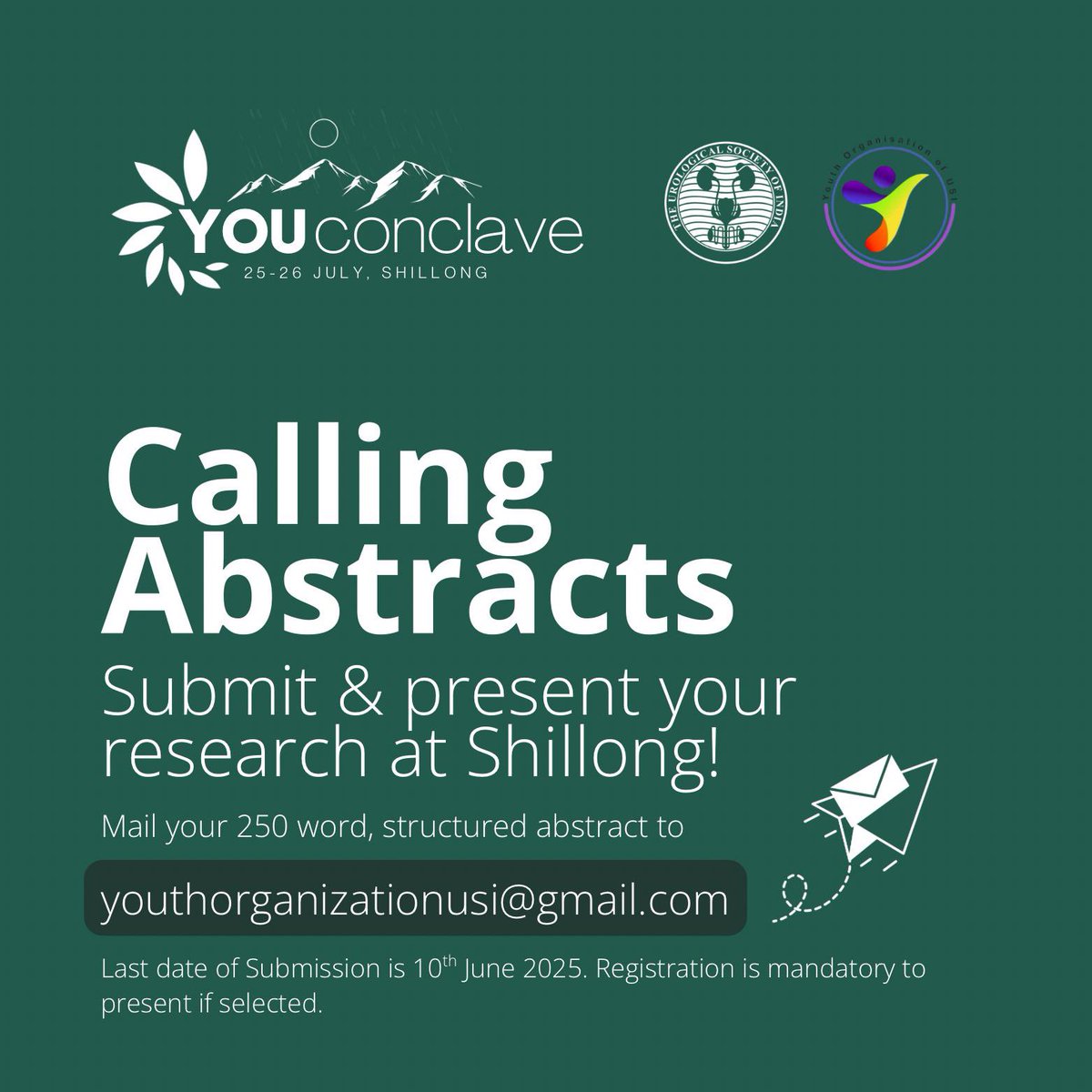 Abhishek singh (@abhisingh82) on Twitter photo Calling for the abstracts for the Youth conclave 2025! Annual meeting of the youth organisation of urology ! Calling for the abstracts for the Youth conclave 2025! Annual meeting of the youth organisation of urology !