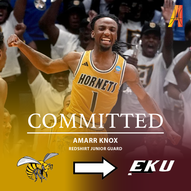 🚨 Transfer News:

Former Alabama St (SWAC) guard Amarr Knox has committed to Eastern Kentucky!

The 6'3" Memphis native led the Hornets with 14.5 ppg and a First Four win in last season's NCAA tournament.

Knox was also named to the All-SWAC first team.

#40Tough