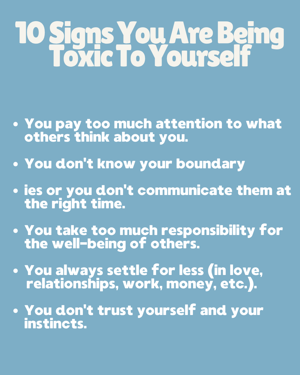 jeevan_aastha's tweet image. 10 signs you are being toxic to yourself
#mentalhealth #mentalhealthawareness #mentalhealthmatters #selfcare #selflove #love #wellness #motivation #healing #therapy #mindfulness #fitness #wellbeing #mindset #psychology #mentalillness #inspiration #meditation #recovery #positivity