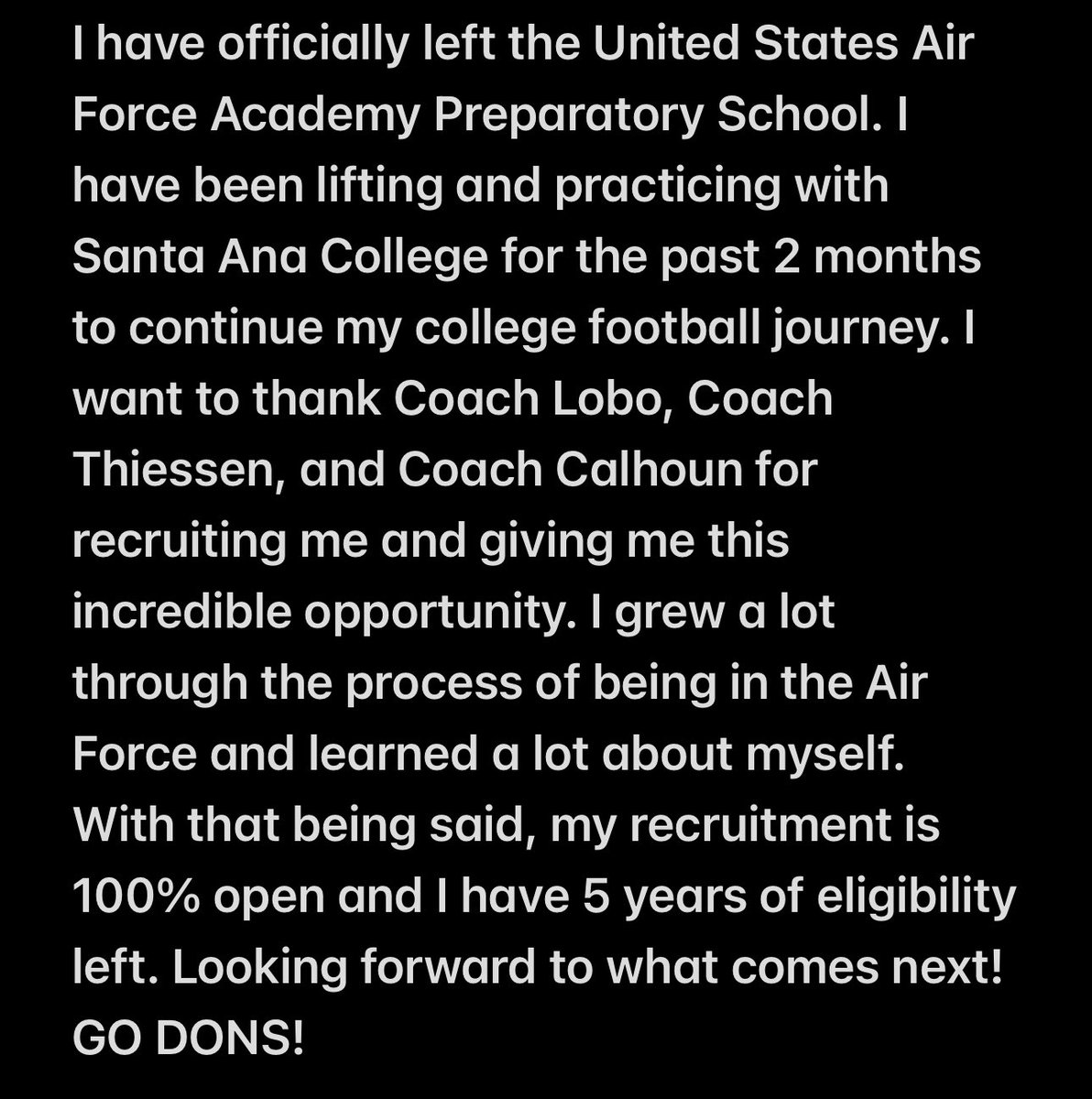 Officially a DON! 5 years of eligibility. 6’3” 300lbs. Interior OL