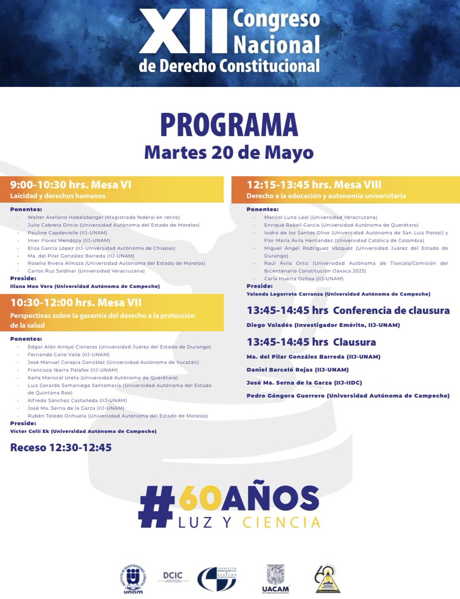 ¡El XII Congreso Nacional de Derecho Constitucional está a la vuelta de la esquina!

Te invitamos a formar parte de este gran evento, asistir a las mesas de diálogo y adquirir conocimientos de las y los más destacados constitucionalistas en México. 🗣️
