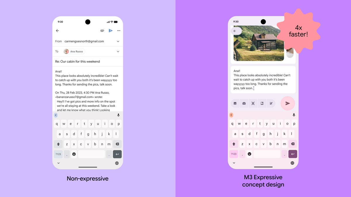 GoogleDesign's tweet image. But the best part? M3 Expressive can make products EASIER to USE! 👀 Our research shows people spot key UI elements up to 4x faster in M3 Expressive designs. Learn more in the full article: goo.gle/4iWrH8f