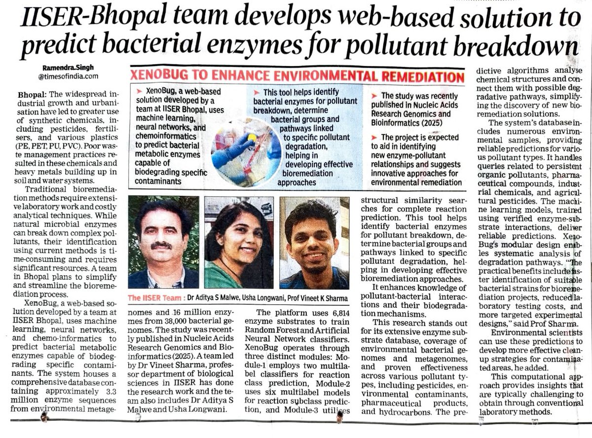 Department of Biotechnology (@dbtindia) on Twitter photo @DBTindia-funded research led to <a href="/iiserbhopal/">IISER Bhopal</a> scientists develop #XenoBug, an AIML based software that predicts all possible bacterial metabolic enzymes from various environmental bacteria and metagenomes capable of biodegrading any contaminant of interest, using a combination of @DBTindia-funded research led to <a href="/iiserbhopal/">IISER Bhopal</a> scientists develop #XenoBug, an AIML based software that predicts all possible bacterial metabolic enzymes from various environmental bacteria and metagenomes capable of biodegrading any contaminant of interest, using a combination of