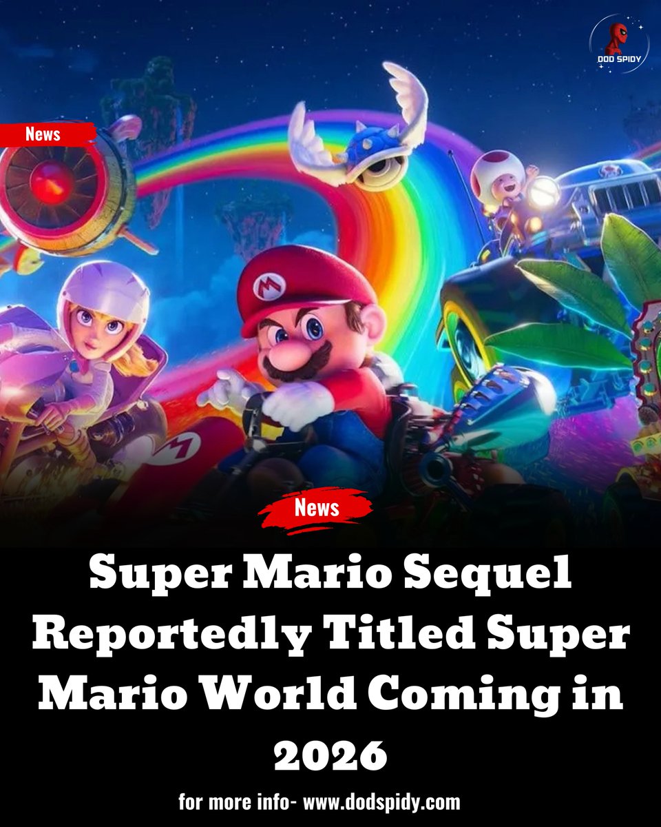 DodSpidy's tweet image. A sequel to the Super Mario animated movie is reportedly set to release in 2026, potentially titled Super Mario World. The film is expected to expand on the universe, following the introduction of Yoshi in the first movie's post-credit scene.
#SuperMarioMovie #Nintendo