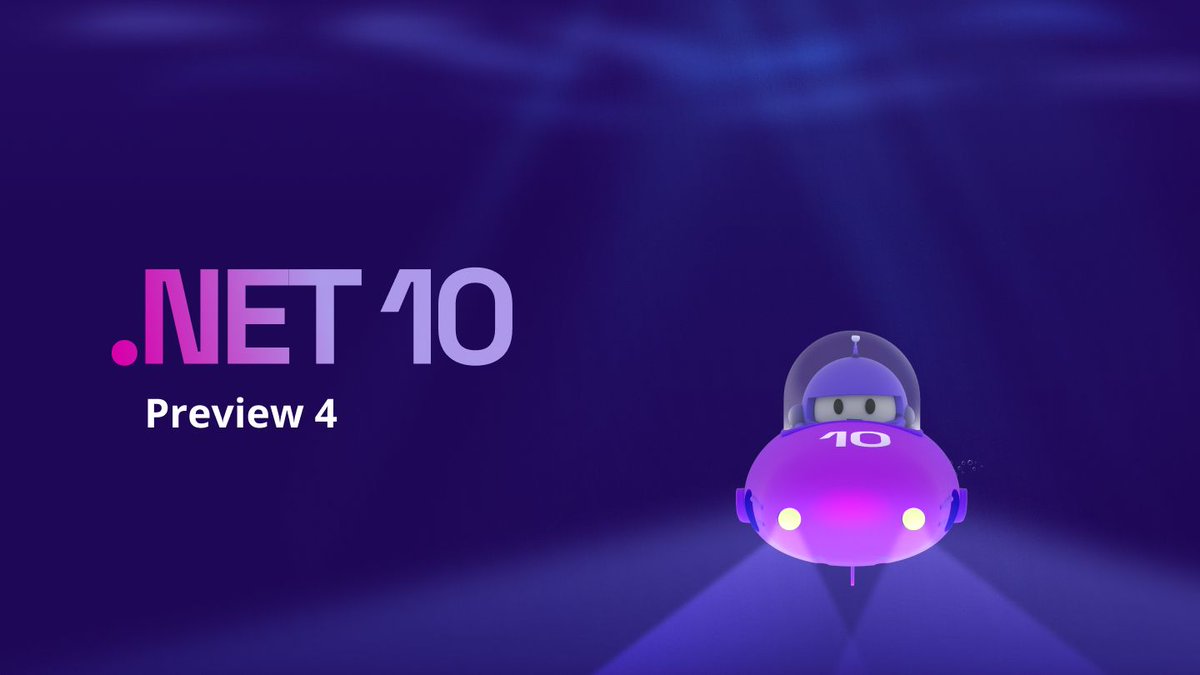 .NET 10 Preview 4 is now available! by <a href="/dotnet/">.NET</a> devblogs.microsoft.com/dotnet/dotnet-… #aspnetcore