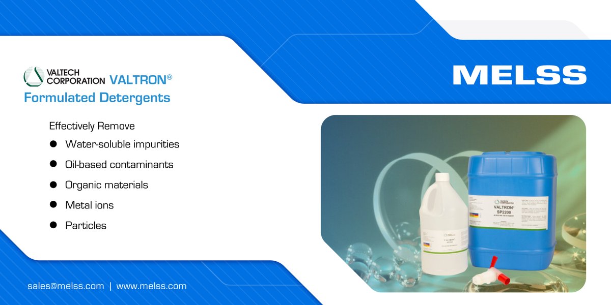 melssindia's tweet image. From annular slicing to multi-wire saws, the semiconductor wafer industry has trusted #Valtech’s eco-friendly #VALTRON® detergents to remove organics, metal ions &amp;amp; particles with contaminant-specific precision. 

For further details, visit: 
zurl.co/LEVrL