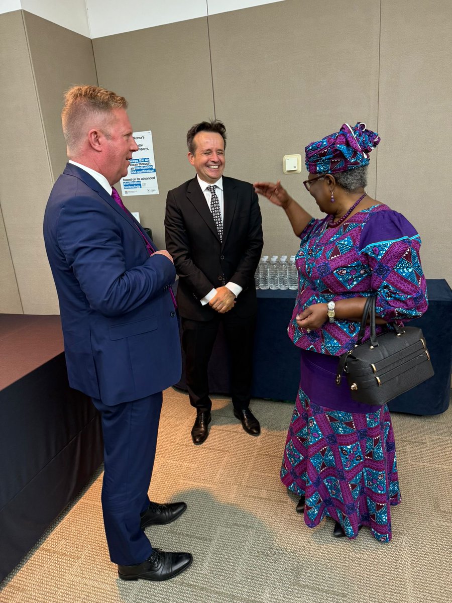Ngozi Okonjo-Iweala (@noiweala) on Twitter photo Appreciating New Zealand’s hard and results-focused work at the WTO and their desire for meaningful and timely reform at the organization. Many thanks to a dynamic duo Minister <a href="/toddmcclaymp/">Todd McClay</a> - Minister of Trade, Investment and Agriculture, and Vice Minister <a href="/VangelisVNZ/">Vangelis Vitalis</a> . Also Appreciating New Zealand’s hard and results-focused work at the WTO and their desire for meaningful and timely reform at the organization. Many thanks to a dynamic duo Minister <a href="/toddmcclaymp/">Todd McClay</a> - Minister of Trade, Investment and Agriculture, and Vice Minister <a href="/VangelisVNZ/">Vangelis Vitalis</a> . Also