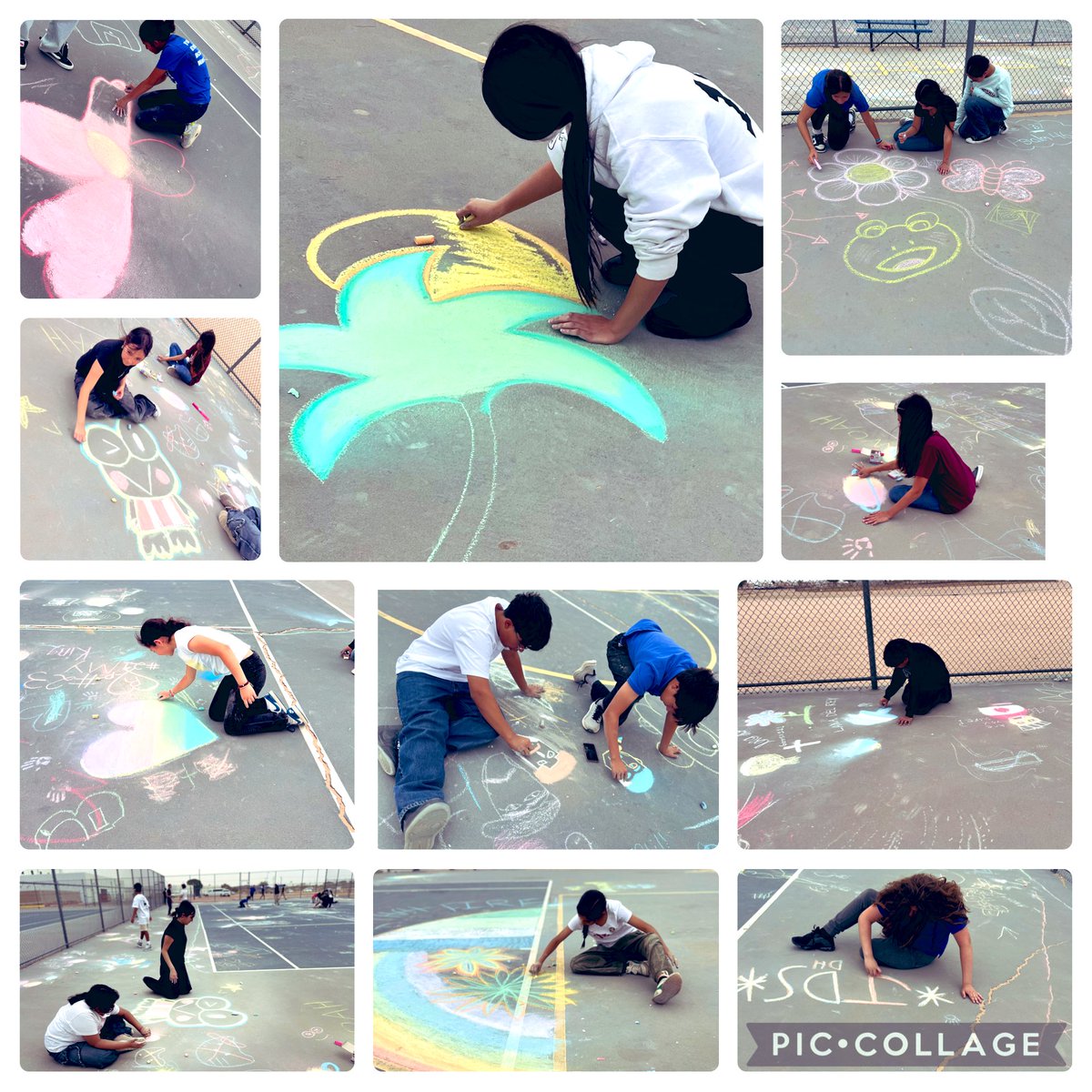 We have some pretty Talented 🎨 Dragons. Chalk Day at Drugan. 🐉