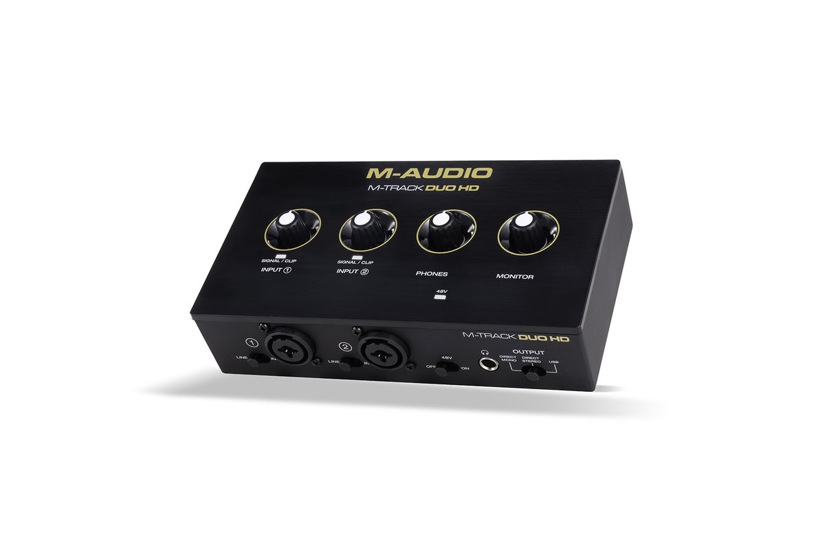 MAUDIO_JP's tweet photo. M-Audio「M-Track Duo HD」発売🎉  
USB-C対応、24bit/192kHz、2イン2アウト、配信・録音・ポッドキャストにぴったりな高音質オーディオインターフェイス！
軽量&amp;突起の少ない頑丈な設計でライブステージや出先での制作にも最適です。

https://t.co/lK5Kv8f50D https://t.co/mphYBeEsWd