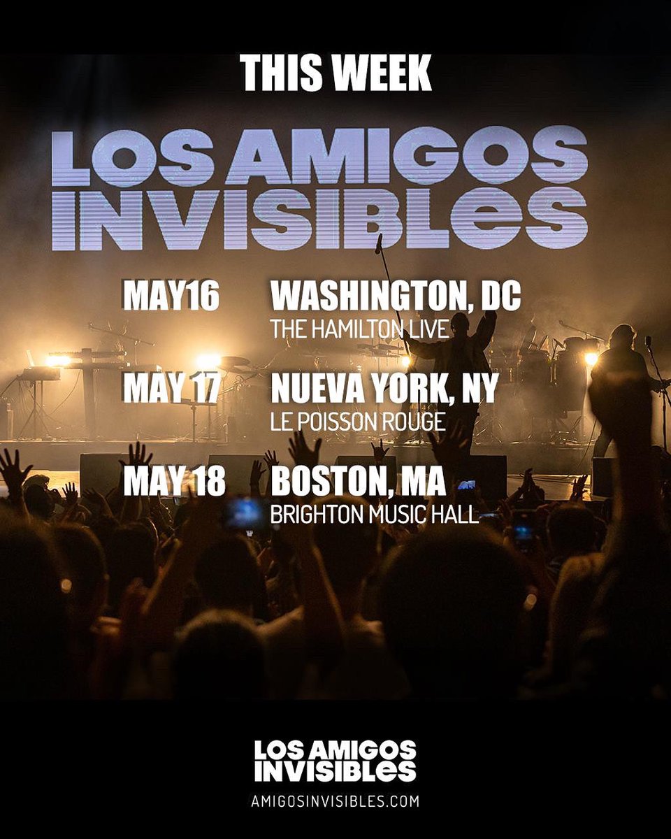Este fin de semana vamos para USA 🇺🇸🔥
¿Listos para mucho #WikiWiki ?:
• 16/05 - Washington DC
• 17/05 - Nueva York
• 18/05 - Boston

#LosAmigosInvisibles #WikiwikiTour