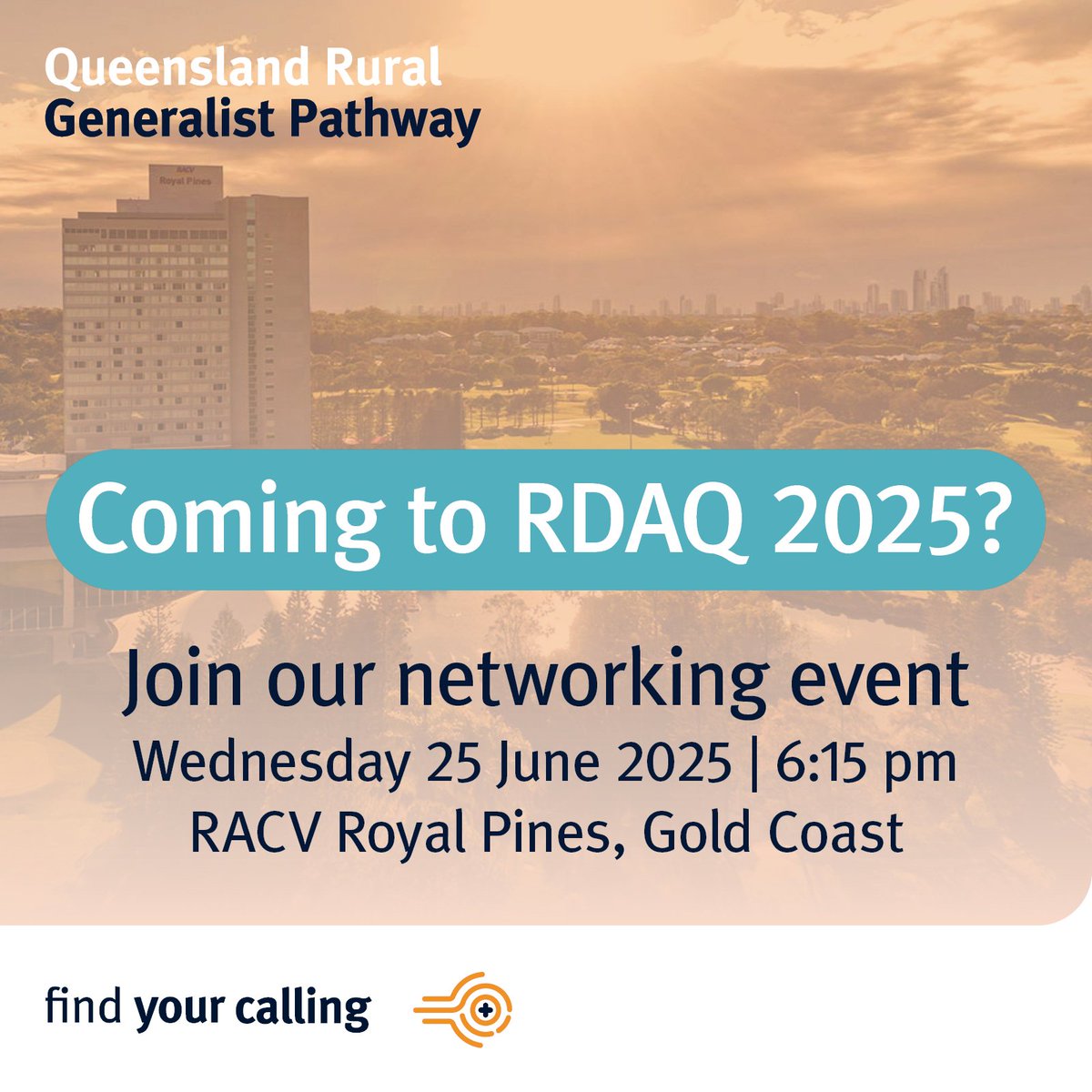 Want to know what’s happening in rural generalist training and what to expect from our 20 year Forum? 
Join us to hear from our Medical Director, Dr Prue Wallin 👂
Register by 17 June 2025: forms.office.com/r/NDRKEG4nH2
#RuralGeneralist #RDAQ