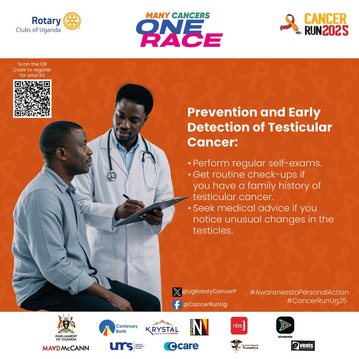 Prevention starts with awareness. Early detection can save lives.
Know the signs. Check regularly. Take action. 

#TesticularCancerAwareness
#CancerRunUg25 #AwarenesstoPersonalAction #NBSportUpdates