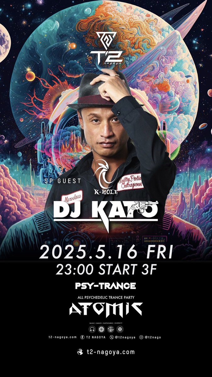 さ〜今週金曜は久しぶりに名古屋にDJしに行って来ますよ〜
名古屋には昔から縁があるし友達も多いから楽しみです😊
たくさんの人が遊びに来てくれたら嬉しいです🎵
5/16(金)はT2 NAGOYAでお待ちしています👍
#dj #djkato #t2nagoya #psyche #名古屋 #khole #サイケ
