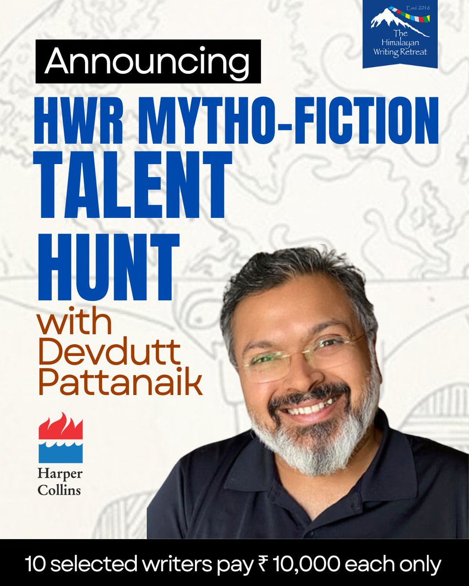 The Himalayan Writing Retreat (@himalayanwrite) on Twitter photo 📢 Announcing a Talent Hunt! 📢
The Himalayan Writing Retreat, in collaboration with renowned author and mythologist Devdutt Pattanaik, is excited to launch "Jangal Mein Mangal" — a Mytho-Fiction Talent Hunt like no other!
<a href="/devduttmyth/">Devdutt Pattanaik</a> <a href="/HarperCollinsIN/">HarperCollins</a> 📢 Announcing a Talent Hunt! 📢
The Himalayan Writing Retreat, in collaboration with renowned author and mythologist Devdutt Pattanaik, is excited to launch "Jangal Mein Mangal" — a Mytho-Fiction Talent Hunt like no other!
<a href="/devduttmyth/">Devdutt Pattanaik</a> <a href="/HarperCollinsIN/">HarperCollins</a>