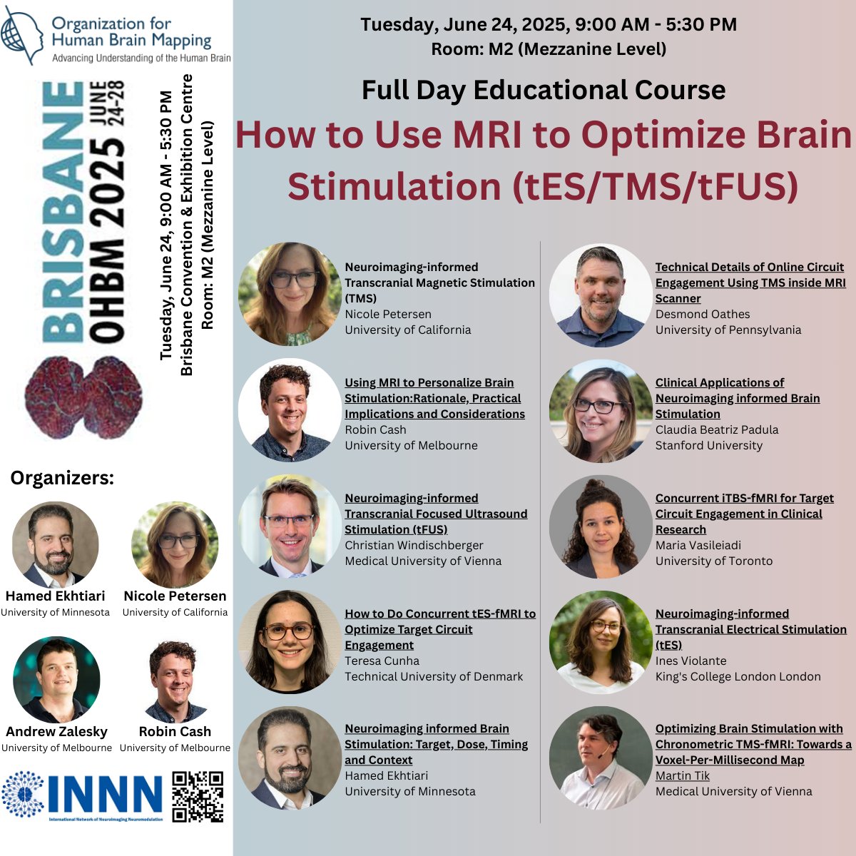 INTF_Network (@intf_network) on Twitter photo Join our full-day educational course at #OHBM2025 in Brisbane! Learn "How to Use MRI to Optimize Brain Stimulation (tES/TMS/tFUS)".
Tuesday, June 24, 9:00 AM - 5:30 PM, Room M2. Explore cutting-edge techniques.
ww6.aievolution.com/hbm2501/Events…
#BrainStimulation #MRI #Neuroscience #OHBM Join our full-day educational course at #OHBM2025 in Brisbane! Learn "How to Use MRI to Optimize Brain Stimulation (tES/TMS/tFUS)".
Tuesday, June 24, 9:00 AM - 5:30 PM, Room M2. Explore cutting-edge techniques.
ww6.aievolution.com/hbm2501/Events…
#BrainStimulation #MRI #Neuroscience #OHBM