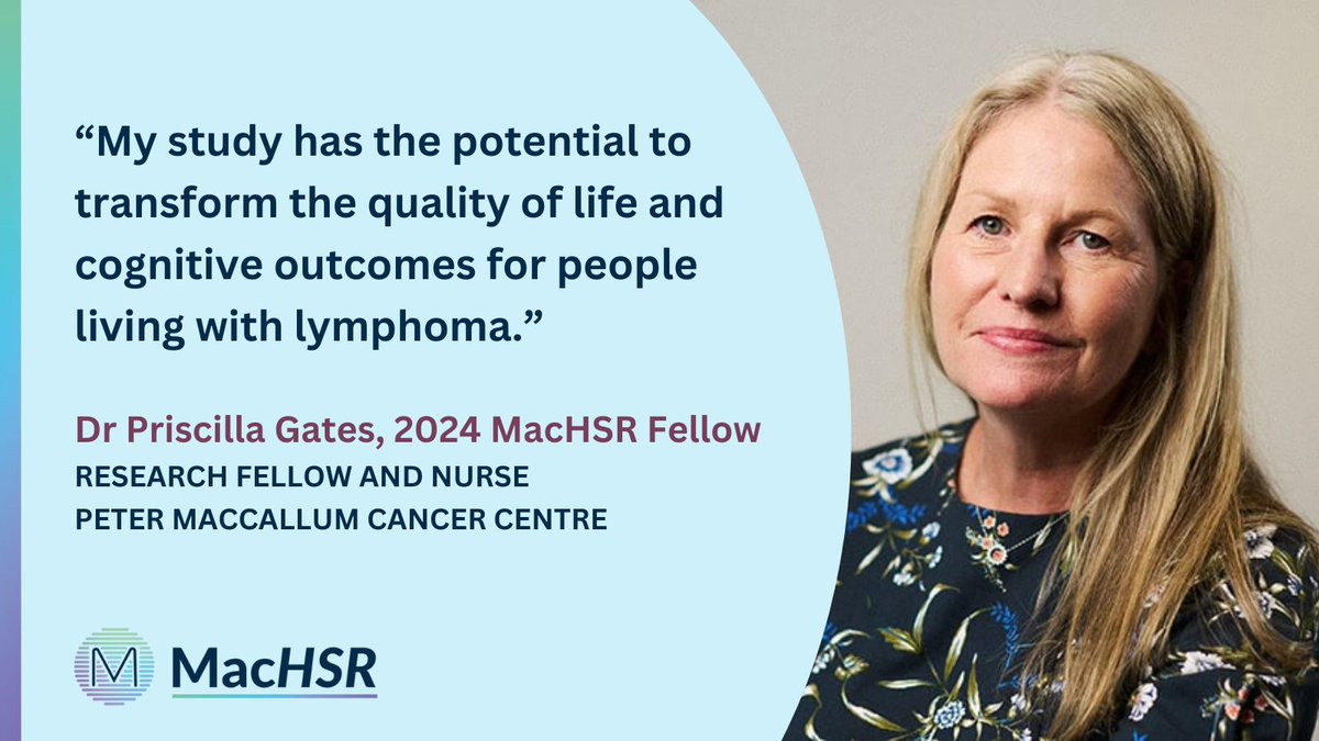 Melbourne Academic Centre for Health (@machaustralia) on Twitter photo Meet Dr Priscilla Gates: Research Fellow & nurse at <a href="/PeterMacCC/">Peter Mac Cancer Centre</a> working to improve outcomes for people living with cancer-related cognitive impairment #CRCI
This week, we're celebrating future leaders of nursing: ow.ly/zT5T50VSY6k
#OurNursesOurFuture #MacHSR Meet Dr Priscilla Gates: Research Fellow & nurse at <a href="/PeterMacCC/">Peter Mac Cancer Centre</a> working to improve outcomes for people living with cancer-related cognitive impairment #CRCI
This week, we're celebrating future leaders of nursing: ow.ly/zT5T50VSY6k
#OurNursesOurFuture #MacHSR