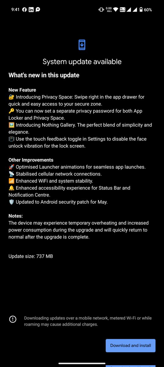 hrefcoder's tweet image. Update for Nothing phone 2
#nothingphone2 #privacyspace #nothinggallery #nothing
File Size - 737 MB @getpeid @nothing thanks for the update