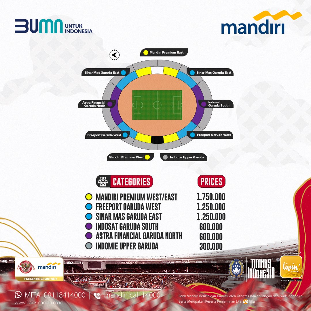 bankmandiri's tweet photo. Jangan sampai kehabisan—yuk berikan semangat dan dukung langsung Garuda beraksi di GBK!
#LivinbyMandiri
#BeyondSuperAPP
#KitaGaruda
#TimnasMandiri
#TimnasIndonesiaMandiri https://t.co/Y1Vt58498A