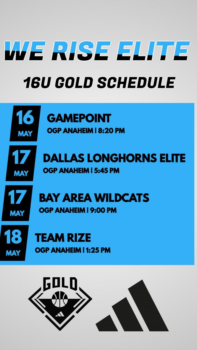 Big Weekend Ahead Live Period!
Schedule ⬇️ ( We Rise Elite Gold 16u )