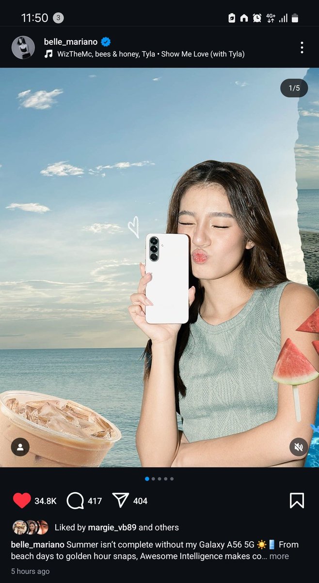james_bontuyan's tweet photo. 5-14-25 Belle's IG post
"Summer isn't complete without my Galaxy A56 5G βοΈπ±From beach days to gold hours snaps, Awesome intelligence makes content creation a breeze. Swipe through my summer dump - all edited on the go with Best Face and Object Eraser β¨οΈ..." https://t.co/UqNdVSbtn7