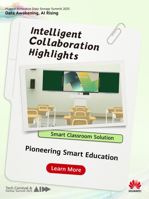 🎓 Built for modern classrooms and curious minds, HUAWEI #IdeaHub K3 revives every lesson with #AI and interactivity. Explore what #smarteducation means at the upcoming Huawei Innovative Data Storage Summit 2025: bit.ly/45cwGhQ #HuaweiTechCarnival25