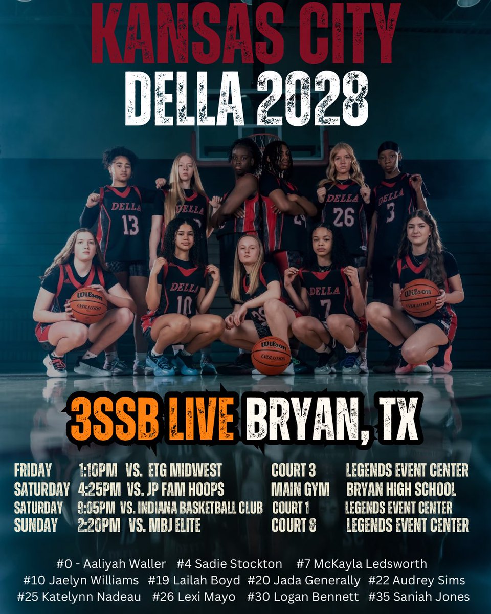 𝓜𝓐𝓨 𝓛𝓘𝓥𝓔 𝓢𝓒𝓗𝓔𝓓𝓤𝓛𝓔
Starts Friday ...

3SSB Session II
🗓️ May 16 - 18
📍 Bryan, Texas
<a href="/3SSBGCircuit/">3Stripes Select Basketball Girls Circuit</a> <a href="/dellalamb_bball/">Della Basketball Club</a> <a href="/PGHKansas/">Prep Girls Hoops Kansas</a> <a href="/PGHMissouri/">Prep Girls Hoops Missouri</a> <a href="/JrAllStar_MO/">Missouri Jr. All-Star Basketball</a> <a href="/JrAllStar_KS/">Kansas Jr. All-Star GBB</a>