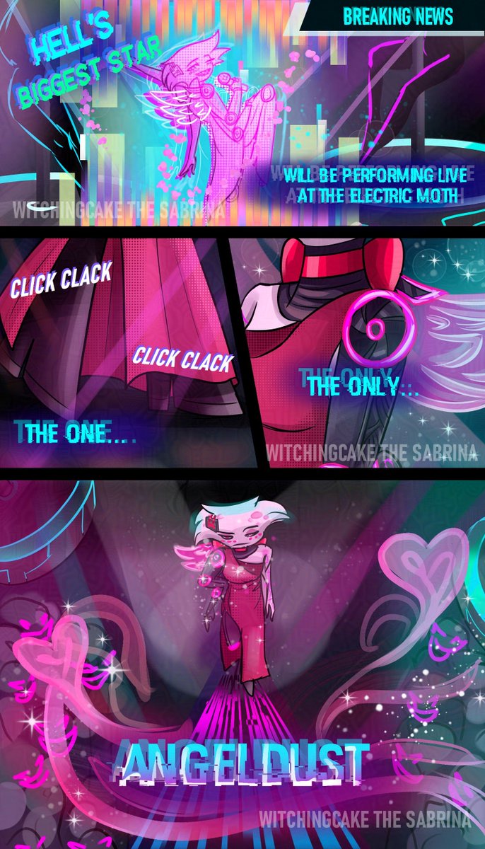 WitchingC's tweet image. GlitchHell Pg 5 &amp;amp; 6 - Chance encounter
#radiodust #angeldust #alastor #glitchhell #comic