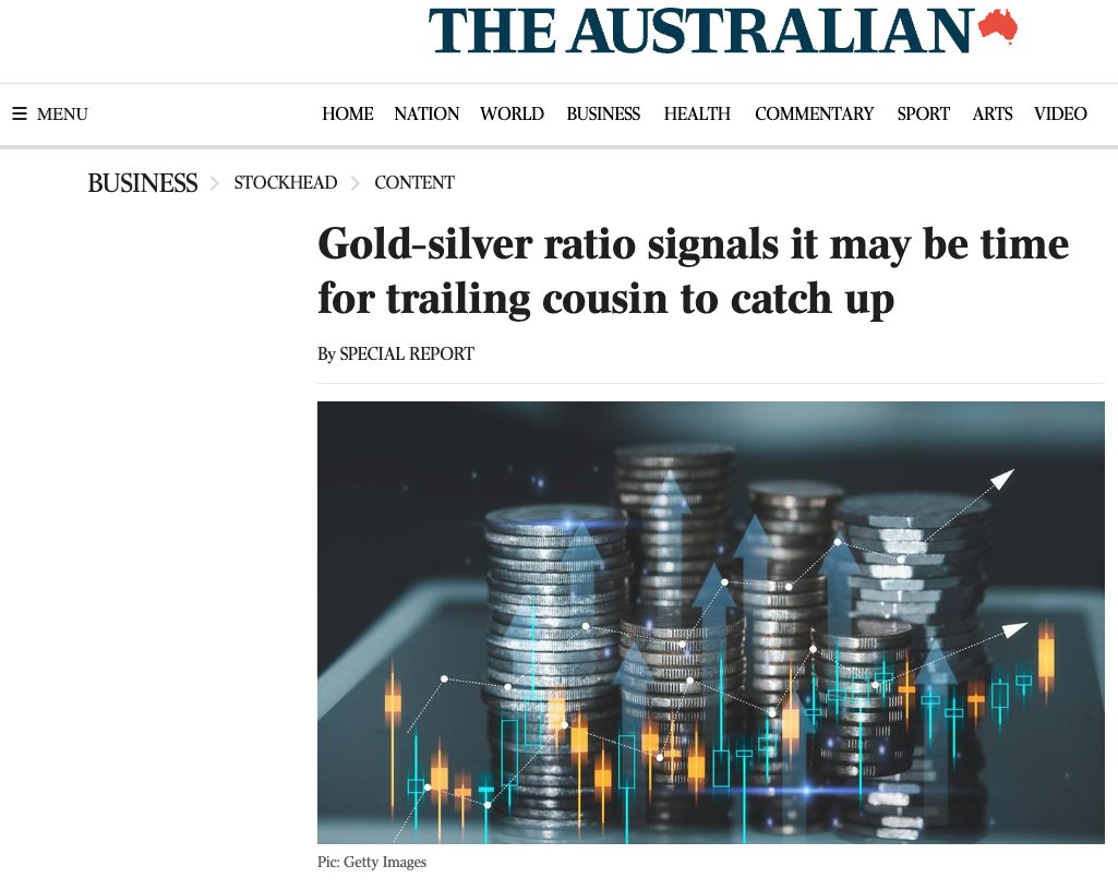 Silver Mines Limited (@minessilver) on Twitter photo If you missed the #gold rally, it’s ‘poor cousin’ #silver is worth a look as a trusted ratio indicates a rally. See more in the <a href="/australian/">The Australian</a> 👉tinyurl.com/bdcvpuse If you missed the #gold rally, it’s ‘poor cousin’ #silver is worth a look as a trusted ratio indicates a rally. See more in the <a href="/australian/">The Australian</a> 👉tinyurl.com/bdcvpuse