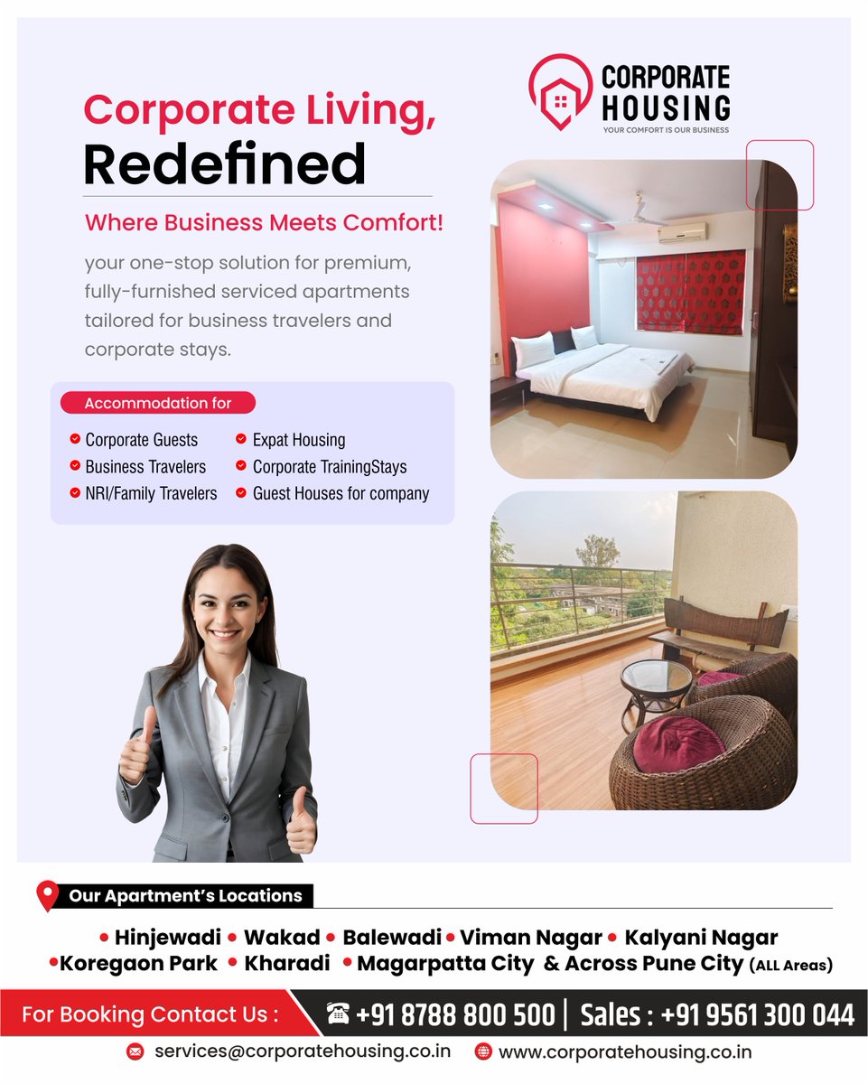 HousingPune's tweet photo. Corporate Living, Redefined
Where Business Meets Comfort!
Corporate Living, Redefined
Where Business Meets Comfort!

Contact for Booking:
📞 +91 87888 00500
📞 Sales: +91 95613 00044
📧 services@corporatehousing.co.in
🌐 https://t.co/jqpypzHGcB

#CorporateHousing https://t.co/vdraUj4Zzh