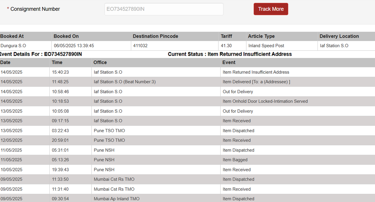 umeshprusty's tweet photo. @IndiaPostOffice Whatever the status is mentioned is not true. I'm always present at the address. Nobody even contacted me once. Kindly arrange to deliver it at the earliest. https://t.co/TwOmhTAgAR