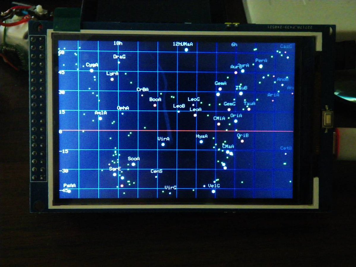yamame61012288's tweet image. 代表的な恒星と10cm望遠鏡で見れそうな星団をプロットしてみた。星団の名前を入れたらゴチャになるな(^^;)　おとめ座γ星はこんなに南だったのかな？
#ArduinoMEGA2560