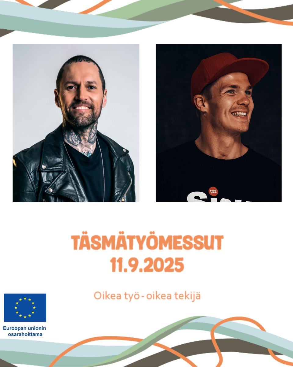 Oppien kohti työtä ESR+ (@kohtityota) on Twitter photo Eilen Oppien kohti työtä -hankkeella ja meidän hienolla verkostolla oli Täsmätyömessujen julkistamistilaisuus. Tervetuloa syyskuussa Ideaparkkiin messuille! Eilen Oppien kohti työtä -hankkeella ja meidän hienolla verkostolla oli Täsmätyömessujen julkistamistilaisuus. Tervetuloa syyskuussa Ideaparkkiin messuille!