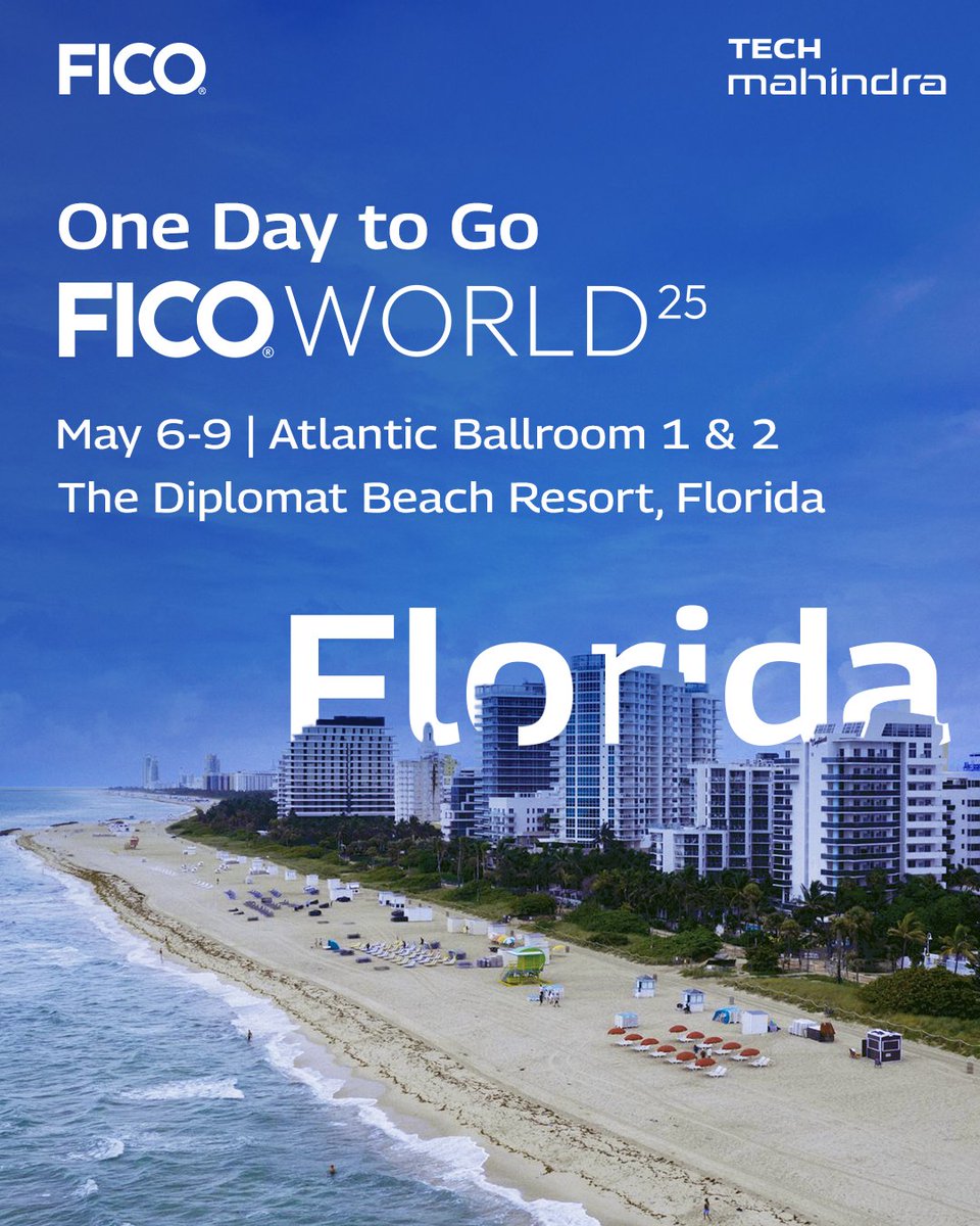 tech_mahindra's tweet image. Just 1 Day to Go!⏳

We’re all set to join global experts at FICO World 25, where decision intelligence meets innovation! From groundbreaking breakout sessions to live solution demos, Tech Mahindra is showcasing how we enable #ResponsibleAI and #CoreModernization across the #BFSI…