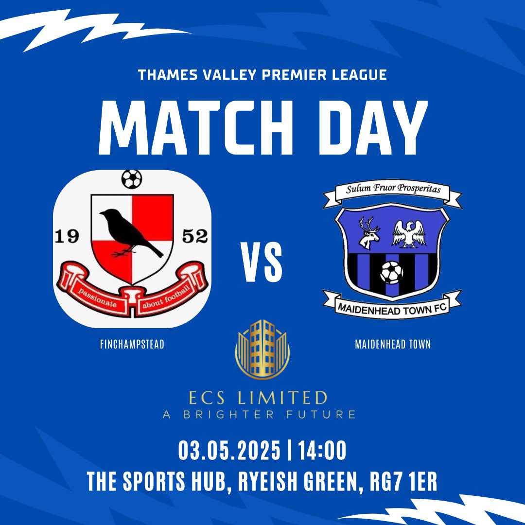 Maidenhead Town FC (@maidenhead_town) on Twitter photo Let’s finish the season on a high with a big 3 points
⚽️ vs <a href="/Finch_FC1/">Finchampstead FC</a>
🏟️ The Sports Hub, Ryeish Green
🏆 @thamesvalleypl
⏰ 2pm
All support welcome!
<a href="/fiberkshire/">Football in Berkshire</a>
#MTFC #UpTheTown Let’s finish the season on a high with a big 3 points
⚽️ vs <a href="/Finch_FC1/">Finchampstead FC</a>
🏟️ The Sports Hub, Ryeish Green
🏆 @thamesvalleypl
⏰ 2pm
All support welcome!
<a href="/fiberkshire/">Football in Berkshire</a>
#MTFC #UpTheTown
