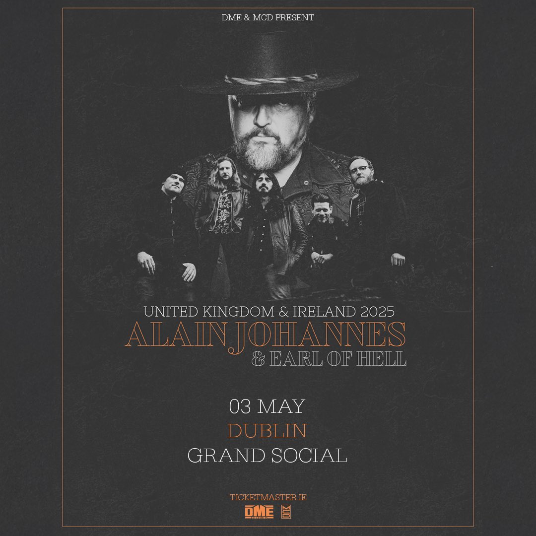 DME Promotions (@dmepromotions) on Twitter photo TONIGHT - <a href="/AlainJohannes/">Alain Johannes</a> & <a href="/EarlOfHell1/">Earl Of Hell</a> at <a href="/TGSDublin/">The Grand Social</a>
Tickets from <a href="/TicketmasterIre/">Ticketmaster Ireland</a> & on the door 🎫
Doors: 7pm
Earl of Hell: 7:30pm
Alain Johannes & Earl of Hell: 8:45pm
(Subject to change TONIGHT - <a href="/AlainJohannes/">Alain Johannes</a> & <a href="/EarlOfHell1/">Earl Of Hell</a> at <a href="/TGSDublin/">The Grand Social</a>
Tickets from <a href="/TicketmasterIre/">Ticketmaster Ireland</a> & on the door 🎫
Doors: 7pm
Earl of Hell: 7:30pm
Alain Johannes & Earl of Hell: 8:45pm
(Subject to change